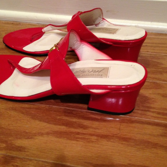 SOLD!! Red sandals with gold buckle - Picture 3 of 3