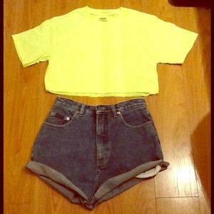 Crop top for $9 and high waist shorts for 16.