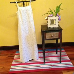 J. Crew light ivory linen maxi length sundress.