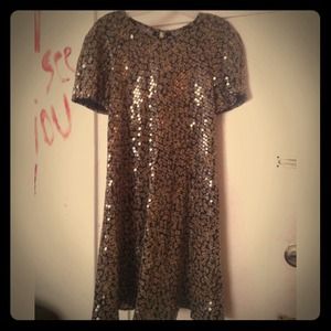 Floral, vintage sequin cocktail dress. Circa 1980.