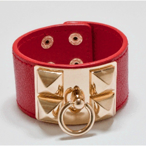 Jewelry - NWT Red Faux Leather Cuff Bracelet