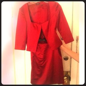 Bold, sexy, two-piece TAHARI cocktail dress. 1982.