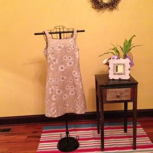 J. Crew linen/rayon beige floral sundress, size 8.