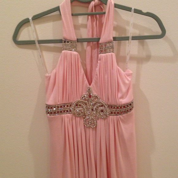 Baby pink Sky dress halter with crystals