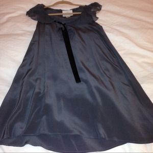 Madison Marcus grey silk dress w bow