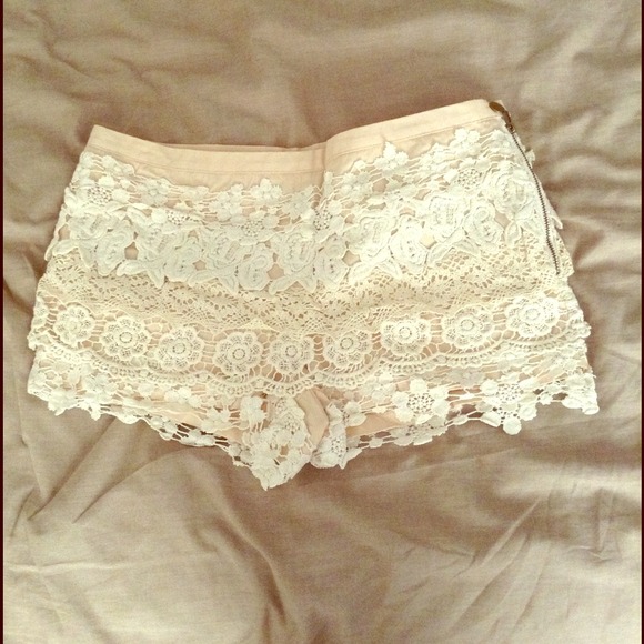 Ivory lace shorts