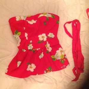 Hollister Floral Strapless Top