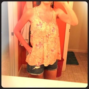 Pink and orange Forever 21 floral tank top