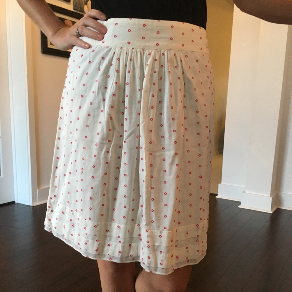 Vintage off white skirt with red polka dots