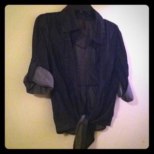 Black and gray tied up blouse