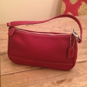Small red leather authentic Coach purse