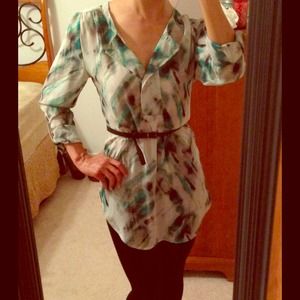 SOLD - Semi sheer high-low hem shirt dress