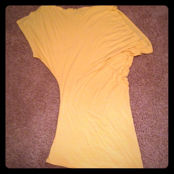 Bright Yellow Off-the-Shoulder Tunic Dress