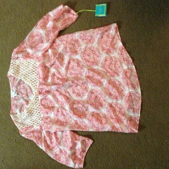 REDUCED! 100% silk tunic with crochet detailing