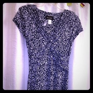 Navy blue swirly knot dress