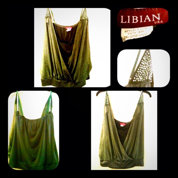 Green, Sparkly, dressy 2 layer glam tank - Picture 1 of 4