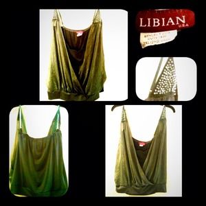 Green, Sparkly, dressy 2 layer glam tank