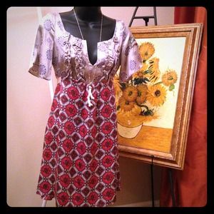 Silk dress with back ties.