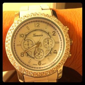 White NWOT Blinged out watch