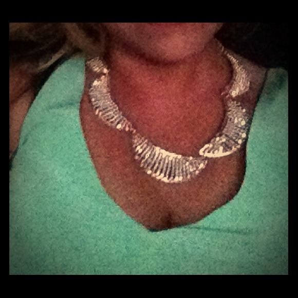 Half moon silver glitz necklace