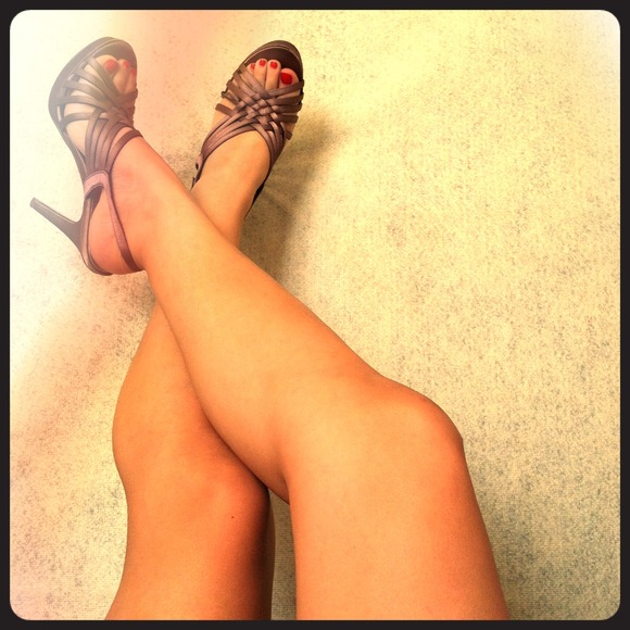 Satin brown heels