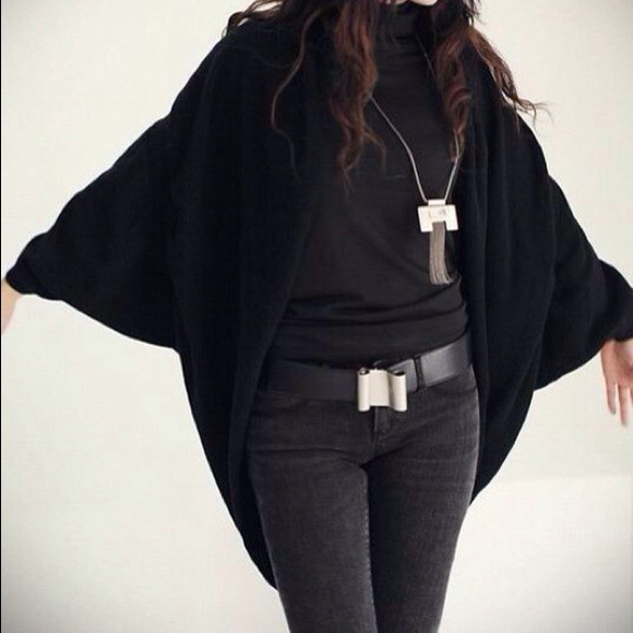 New BLACK loose shawl sweater cardigan