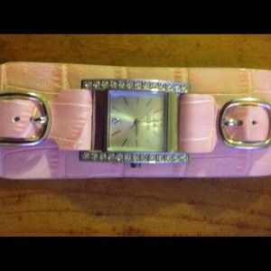Guess pink leather watch