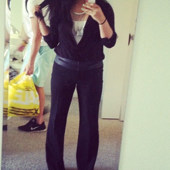 Gorgeous Express black dress pants with leather!