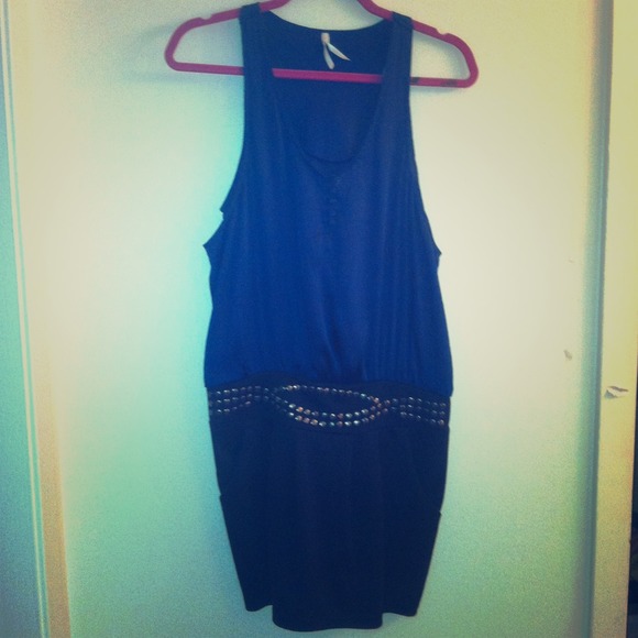 Blue and black dress