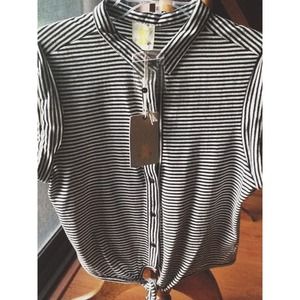 Agaci black and white striped top