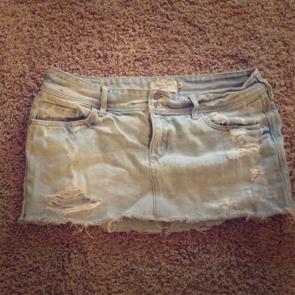 Abercrombie and Fitch destroyed look jean skirt.