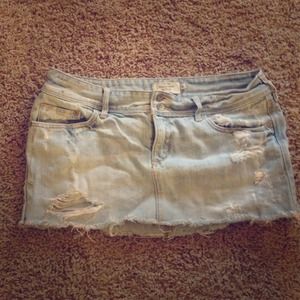 Abercrombie and Fitch destroyed look jean skirt.