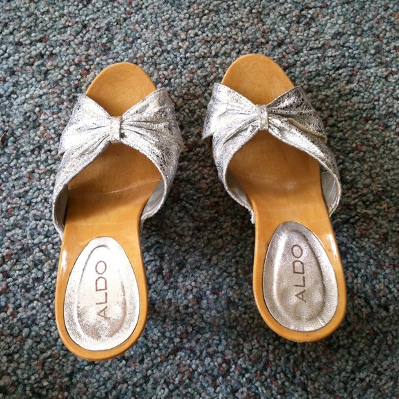 Silver and tan Aldo heels