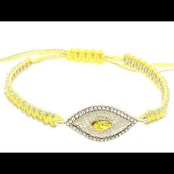 Yellow adjustable evil eye bracelet