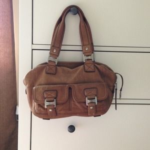 Michael Kors brown textured leather shoulder bag