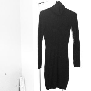 Black turtle neck knit sweater dress