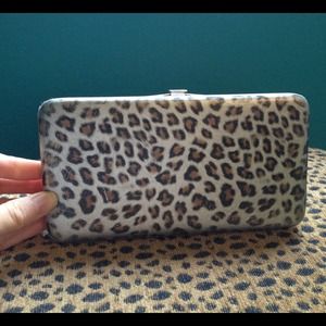 Metallic leopard wallet