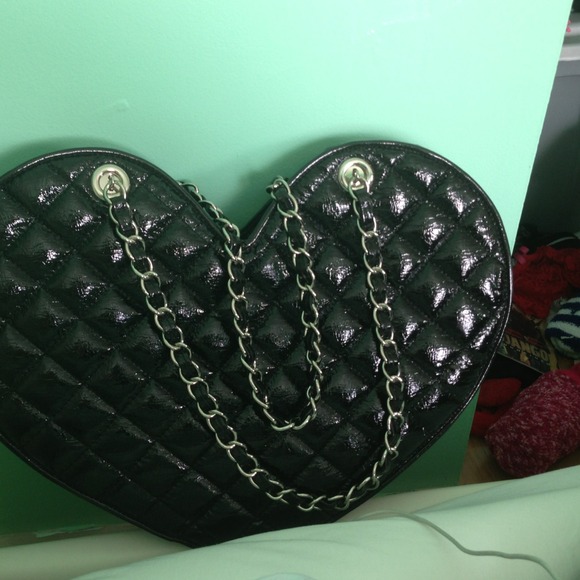 SOLD!! Authentic Bebe heart shaped quilted tote
