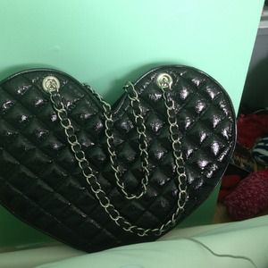 SOLD!! Authentic Bebe heart shaped quilted tote