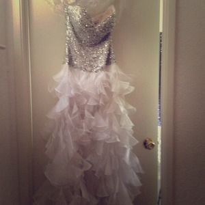 White Sherri hill prom dress