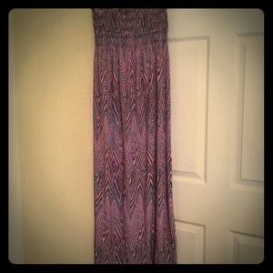 Pink Grey Black and White Strapless Dress *SOLD*
