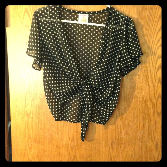 Roommates sheer polka dot tie top