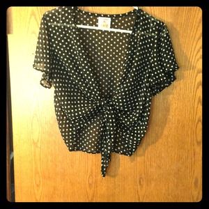 Roommates sheer polka dot tie top