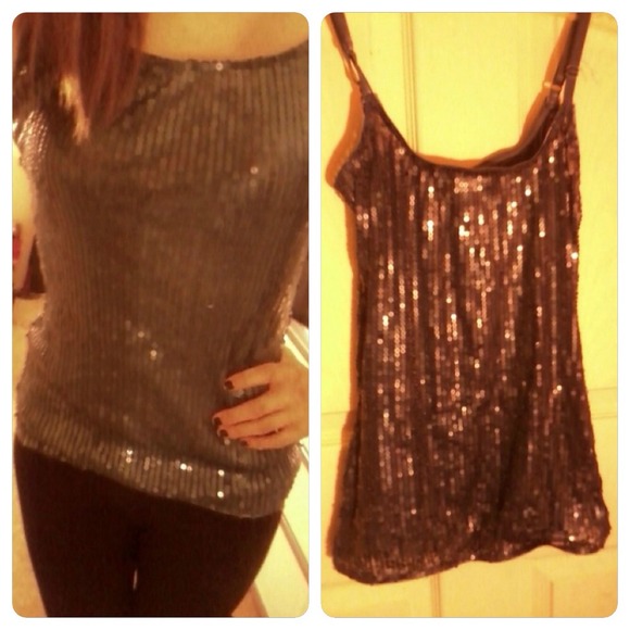 Charlotte Russe Sequin Tank Top Turquoise