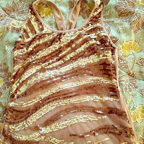 Brown tan and gold tang top