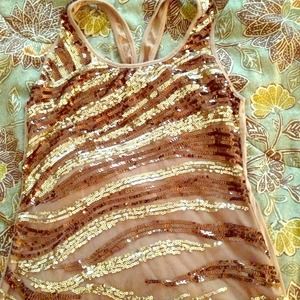 Brown tan and gold tang top