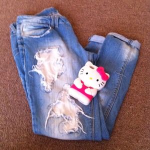 3Diphone 4 hello kitty rubber case riped h&m jeans