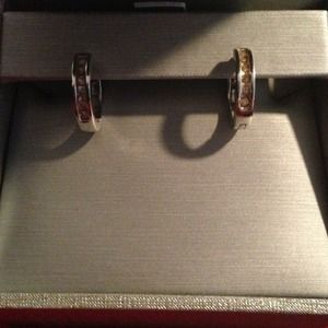 REDUCED!! DIAMOND HOOP EARRINGS IN 10K WHITE GOLD!