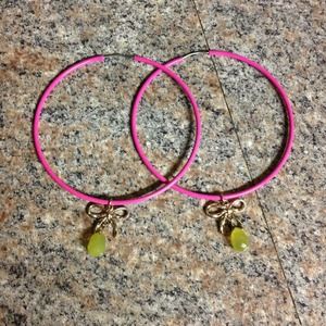 Betsey Johnson pink hoop earrings