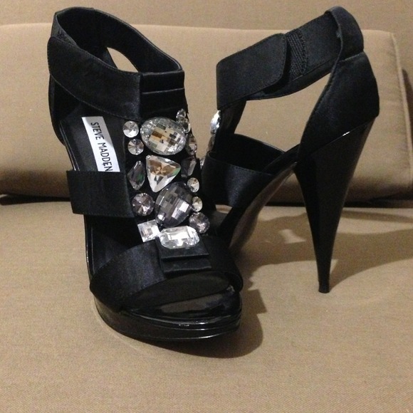 Steve Madden - Rhinestone embellished black satin